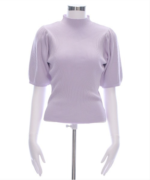 CLEAR BASIC（クリアベーシック）の「パフスリーブ半袖リブニットトップス[フェミニン パフスリーブ 骨格ウェーブ]≪SS新作≫（ニット/セーター・レディース・ピンク/オフホワイト/ラベンダー/グレー系その他/ブラック/ボルドー/ブラウン・F）」の9枚目の写真
