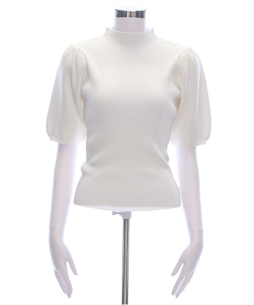 CLEAR BASIC（クリアベーシック）の「パフスリーブ半袖リブニットトップス[フェミニン パフスリーブ 骨格ウェーブ]≪SS新作≫（ニット/セーター・レディース・ピンク/オフホワイト/ラベンダー/グレー系その他/ブラック/ボルドー/ブラウン・F）」の10枚目の写真