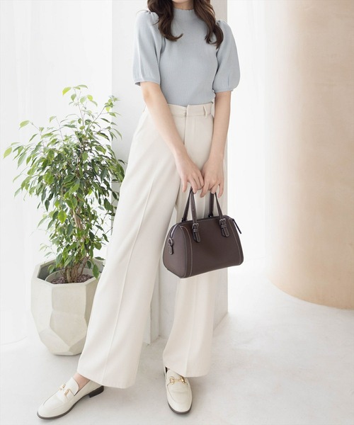 CLEAR BASIC（クリアベーシック）の「パフスリーブ半袖リブニットトップス[フェミニン パフスリーブ 骨格ウェーブ]≪SS新作≫（ニット/セーター・レディース・ピンク/オフホワイト/ラベンダー/グレー系その他/ブラック/ボルドー/ブラウン・F）」の18枚目の写真