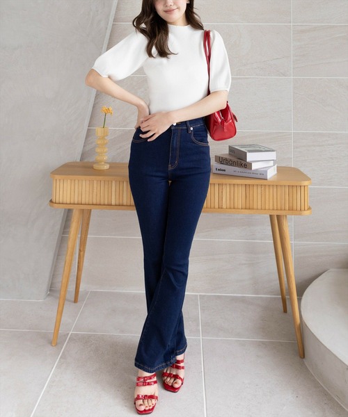 CLEAR BASIC（クリアベーシック）の「パフスリーブ半袖リブニットトップス[フェミニン パフスリーブ 骨格ウェーブ]≪SS新作≫（ニット/セーター・レディース・ピンク/オフホワイト/ラベンダー/グレー系その他/ブラック/ボルドー/ブラウン・F）」の20枚目の写真