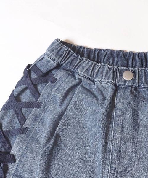 coca（coca）（コカ）の「キッズ　デニムアシメレースアップワイドパンツ（デニムパンツ・キッズ・ブルー/ブラック・120/130/140/150）」の8枚目の写真