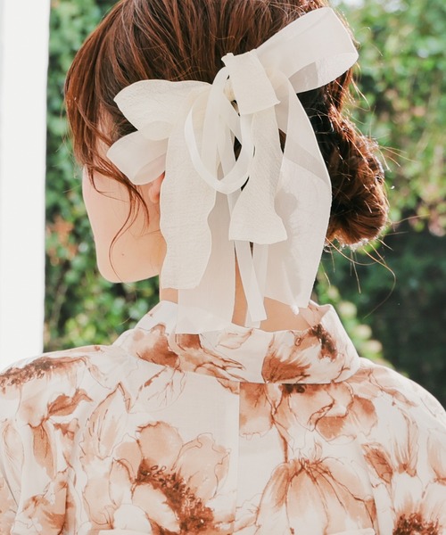 Honeys(ハニーズ)の「ビッグリボンヘアクリップ(和装小物・レディース・アイボリー/ピンク系その他・FREE)」の2枚目の写真