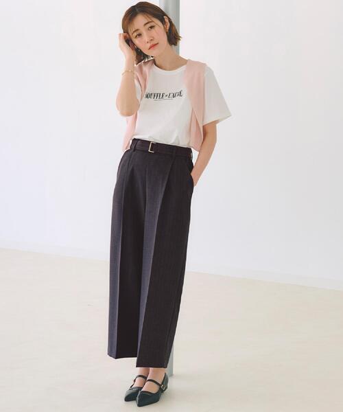 grove(グローブ)の「【UVカット・接触冷感】ベーシックロゴTシャツ(Tシャツ/カットソー・レディース・ブルー/ライトイエロー系/ホワイト系5/ライトベージュ/オフホワイト/チャコールグレー・03/02/01/05/04)」の11枚目の写真