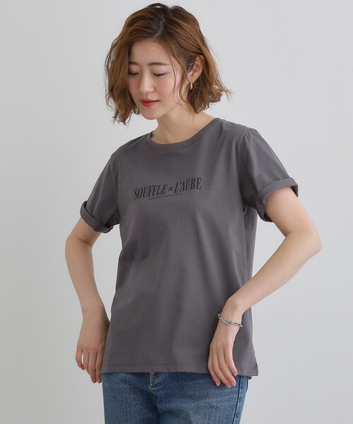 grove(グローブ)の「【UVカット・接触冷感】ベーシックロゴTシャツ(Tシャツ/カットソー・レディース・ブルー/ライトイエロー系/ホワイト系5/ライトベージュ/オフホワイト/チャコールグレー・03/02/01/05/04)」の13枚目の写真