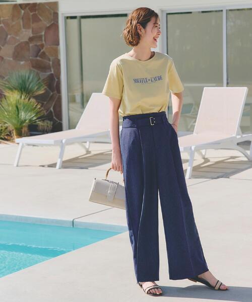 grove(グローブ)の「【UVカット・接触冷感】ベーシックロゴTシャツ(Tシャツ/カットソー・レディース・ブルー/ライトイエロー系/ホワイト系5/ライトベージュ/オフホワイト/チャコールグレー・03/02/01/05/04)」の20枚目の写真