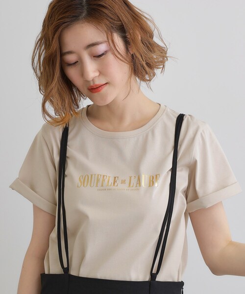 grove(グローブ)の「【UVカット・接触冷感】ベーシックロゴTシャツ(Tシャツ/カットソー・レディース・ブルー/ライトイエロー系/ホワイト系5/ライトベージュ/オフホワイト/チャコールグレー・03/02/01/05/04)」の22枚目の写真