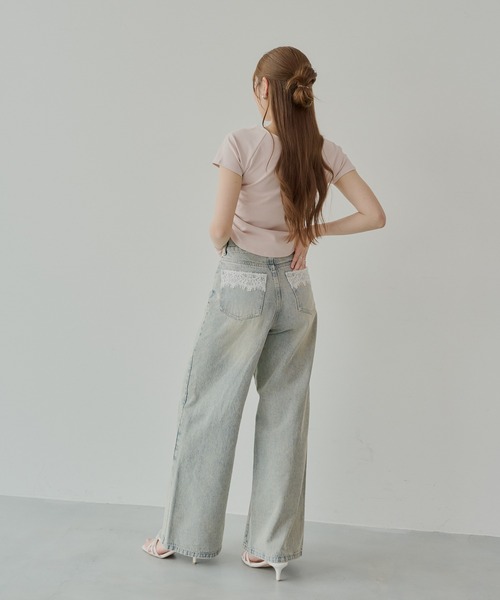 Chico(チコ)の「【5色展開】レイヤードデザインフレンチT(Tシャツ/カットソー・レディース・チャコールグレー/ホワイト/ピンク/オートミール/ブルー・FREE)」の10枚目の写真