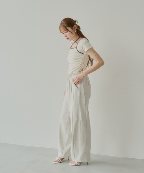 Chico(チコ)の「【5色展開】レイヤードデザインフレンチT(Tシャツ/カットソー・レディース・チャコールグレー/ホワイト/ピンク/オートミール/ブルー・FREE)」の16枚目の写真