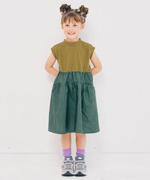 p.premier(ピードットプルミエ)の「ノースリーブドッキングワンピース(ワンピース・キッズ・ピンク/オレンジ/ブラック/カーキ・80/90/100/110/120/130/140)」の1枚目の写真