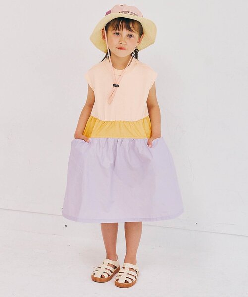 p.premier(ピードットプルミエ)の「ノースリーブドッキングワンピース(ワンピース・キッズ・ピンク/オレンジ/ブラック/カーキ・80/90/100/110/120/130/140)」の3枚目の写真