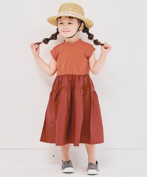 p.premier(ピードットプルミエ)の「ノースリーブドッキングワンピース(ワンピース・キッズ・ピンク/オレンジ/ブラック/カーキ・80/90/100/110/120/130/140)」の4枚目の写真