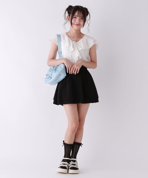 repipi armario(レピピ アルマリオ)の「【girly line】セーラーフリルリボンブラウス(シャツ/ブラウス・キッズ・ホワイト/サックスブルー/ブラック・SMALL/MEDIUM/LARGE)」の5枚目の写真