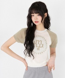 A'GEM/9 × .kom 『muah muah/ムーアムーア』 JACQUARD LOGO RAGLAN HALF KNIT/ジャカードロゴラグランハーフニット