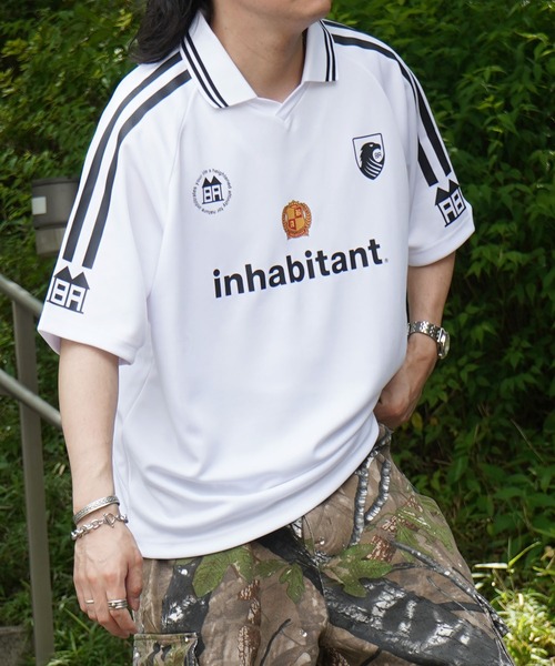 INHABITANT(インハビタント)の「25SS【INHABITANT】ビッグシルエット ユニフォームライク 半袖サッカーTシャツ カットソー ユニセックス(Tシャツ/カットソー・メンズ・ホワイト/ブラック/グレー・M/L)」の15枚目の写真