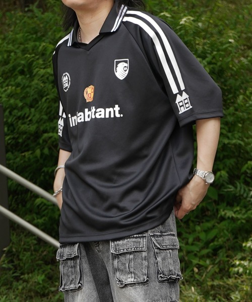 INHABITANT(インハビタント)の「25SS【INHABITANT】ビッグシルエット ユニフォームライク 半袖サッカーTシャツ カットソー ユニセックス(Tシャツ/カットソー・メンズ・ホワイト/ブラック/グレー・M/L)」の18枚目の写真