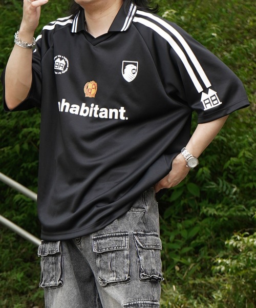 INHABITANT(インハビタント)の「25SS【INHABITANT】ビッグシルエット ユニフォームライク 半袖サッカーTシャツ カットソー ユニセックス(Tシャツ/カットソー・メンズ・ホワイト/ブラック/グレー・M/L)」の19枚目の写真