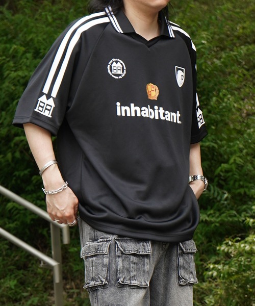INHABITANT(インハビタント)の「25SS【INHABITANT】ビッグシルエット ユニフォームライク 半袖サッカーTシャツ カットソー ユニセックス(Tシャツ/カットソー・メンズ・ホワイト/ブラック/グレー・M/L)」の20枚目の写真