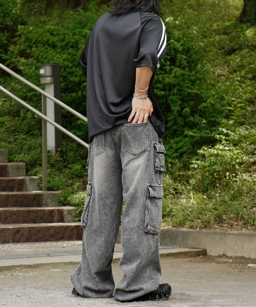 INHABITANT(インハビタント)の「【INHABITANT】ビッグシルエット ユニフォームライク 半袖サッカーTシャツ カットソー ユニセックス(Tシャツ/カットソー・メンズ・ホワイト/ブラック/グレー・M/L)」の7枚目の写真
