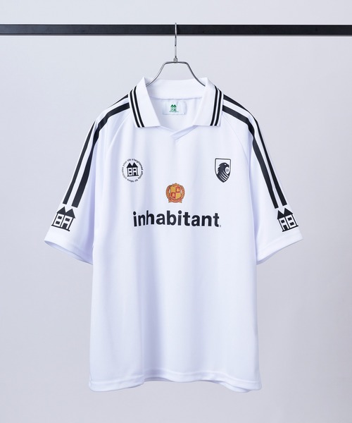 INHABITANT(インハビタント)の「【INHABITANT】ビッグシルエット ユニフォームライク 半袖サッカーTシャツ カットソー ユニセックス(Tシャツ/カットソー・メンズ・ホワイト/ブラック/グレー・M/L)」の9枚目の写真