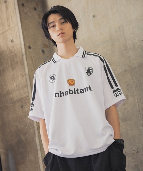 INHABITANT(インハビタント)の「【INHABITANT】ビッグシルエット ユニフォームライク 半袖サッカーTシャツ カットソー ユニセックス(Tシャツ/カットソー・メンズ・ホワイト/ブラック/グレー・M/L)」の21枚目の写真
