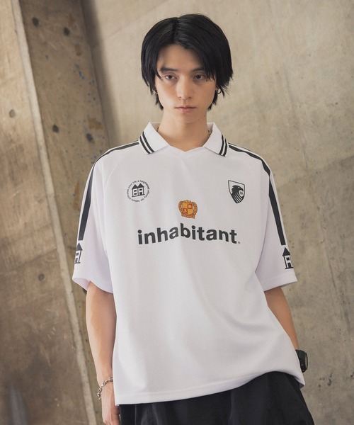INHABITANT(インハビタント)の「【INHABITANT】ビッグシルエット ユニフォームライク 半袖サッカーTシャツ カットソー ユニセックス(Tシャツ/カットソー・メンズ・ホワイト/ブラック/グレー・M/L)」の22枚目の写真