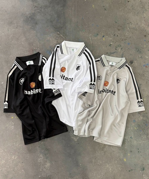 INHABITANT(インハビタント)の「【INHABITANT】ビッグシルエット ユニフォームライク 半袖サッカーTシャツ カットソー ユニセックス(Tシャツ/カットソー・メンズ・ホワイト/ブラック/グレー・M/L)」の20枚目の写真
