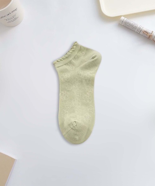 梅花53 セール】【MOSOX】フラワー刺繍＆チェックデザインソックス