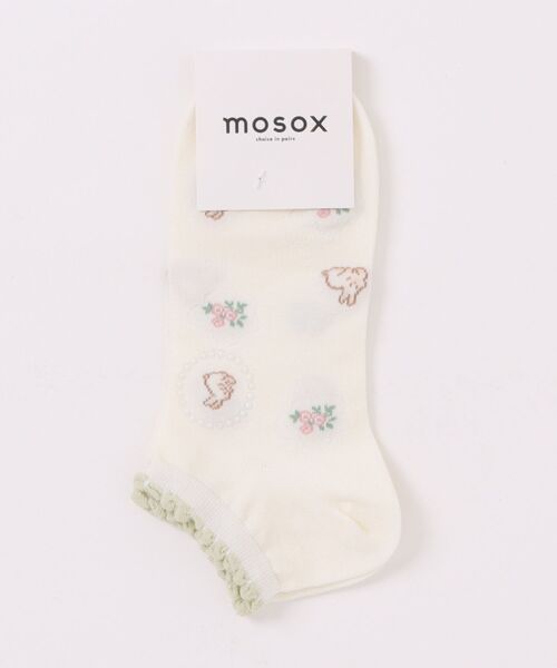 セール】【MOSOX】フラワー刺繍＆チェックデザインソックス