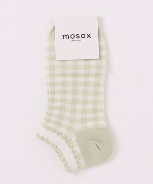 梅花53 セール】【MOSOX】フラワー刺繍＆チェックデザインソックス