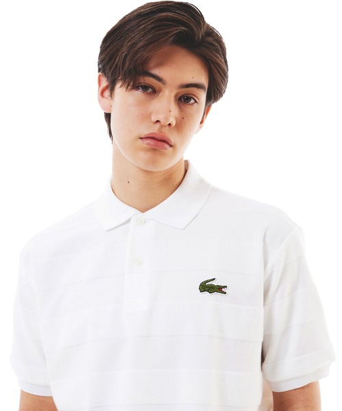 LACOSTE（ラコステ）の「パイル地切り替え同色ボーダーポロシャツ（ポロシャツ・メンズ・ネイビー/カーキ/ブラック/ホワイト・3/4/2/5）」の18枚目の写真