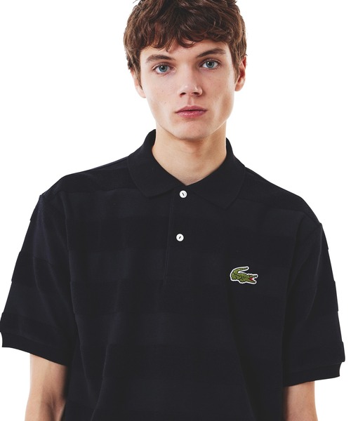 LACOSTE（ラコステ）の「パイル地切り替え同色ボーダーポロシャツ（ポロシャツ・メンズ・ネイビー/カーキ/ブラック/ホワイト・3/4/2/5）」の6枚目の写真