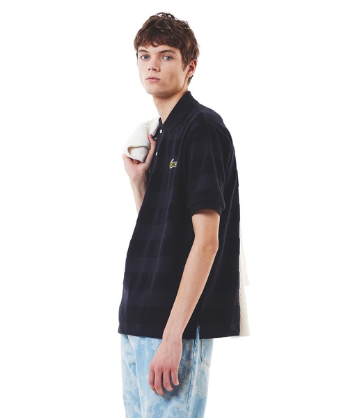 LACOSTE（ラコステ）の「パイル地切り替え同色ボーダーポロシャツ（ポロシャツ・メンズ・ネイビー/カーキ/ブラック/ホワイト・3/4/2/5）」の8枚目の写真