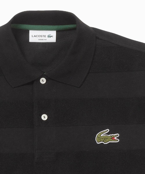 LACOSTE（ラコステ）の「パイル地切り替え同色ボーダーポロシャツ（ポロシャツ・メンズ・ネイビー/カーキ/ブラック/ホワイト・3/4/2/5）」の12枚目の写真