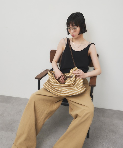 HANNE（アン）の「スクエアサマーショルダーバッグ（ショルダーバッグ・レディース・ブラウン/ベージュ・FREE）」の6枚目の写真