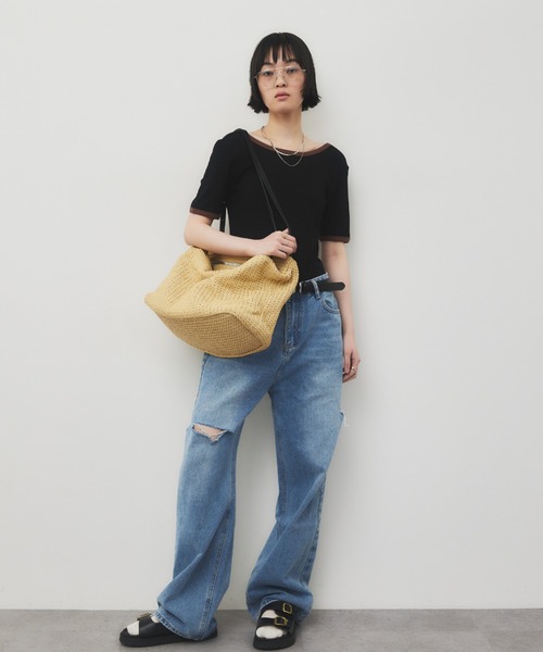 HANNE（アン）の「スクエアサマーショルダーバッグ（ショルダーバッグ・レディース・ブラウン/ベージュ・FREE）」の10枚目の写真