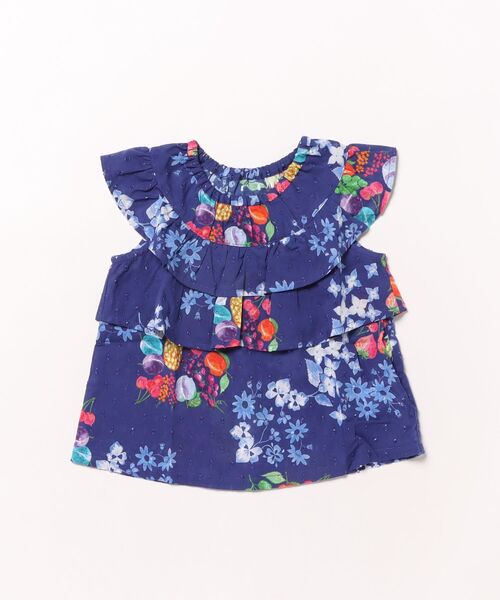 HAKKA KIDS（ハッカキッズ）の「スクエアフルーツ＆フラワープリントチュニック（シャツ/ブラウス・キッズ・オフホワイト/ネイビー・100cm/110cm/120cm/130cm）」の2枚目の写真