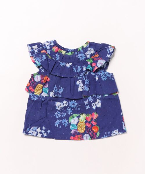 HAKKA KIDS（ハッカキッズ）の「スクエアフルーツ＆フラワープリントチュニック（シャツ/ブラウス・キッズ・オフホワイト/ネイビー・100cm/110cm/120cm/130cm）」の3枚目の写真