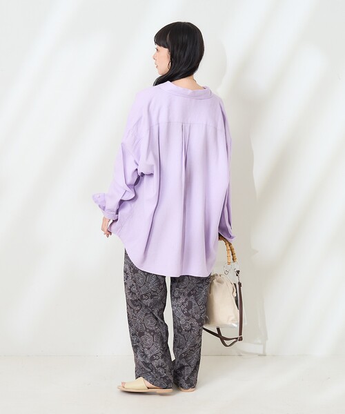 FREAK'S STORE(フリークスストア)の「リネンブレンドシャツ<セットアップ対応>(シャツ/ブラウス・レディース・ナチュラル/ラベンダー/ネイビー/ブラウン/その他15/サックスブルー・フリ-)」の16枚目の写真