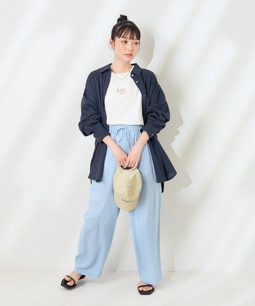 FREAK'S STORE(フリークスストア)の「リネンブレンドシャツ<セットアップ対応>(シャツ/ブラウス・レディース・ナチュラル/ラベンダー/ネイビー/ブラウン/その他15/サックスブルー・フリ-)」の21枚目の写真