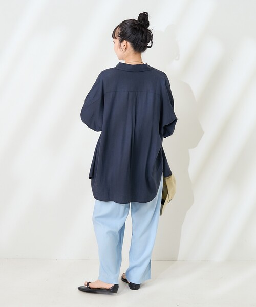 FREAK'S STORE(フリークスストア)の「リネンブレンドシャツ<セットアップ対応>(シャツ/ブラウス・レディース・ナチュラル/ラベンダー/ネイビー/ブラウン/その他15/サックスブルー・フリ-)」の22枚目の写真