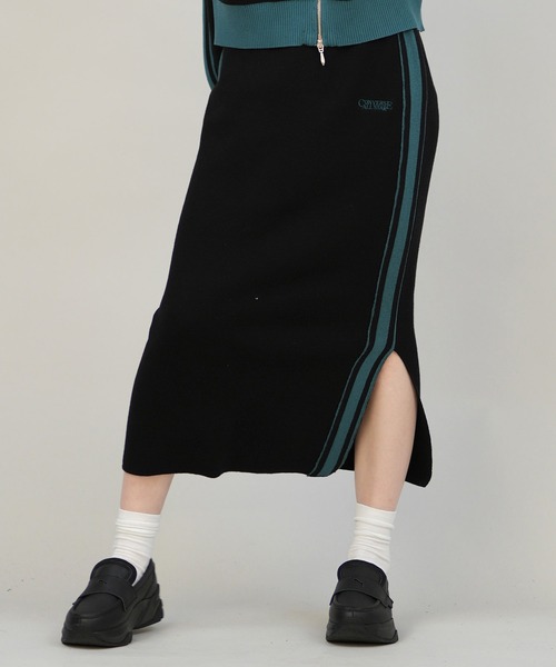 CONVERSE（コンバース）の「CONVERSE/コンバース ニットロングスカート サイドライン ナロースカート セットアップ対応 5487-6462（スカート・レディース・アイボリー/ブラック/ワインレッド・M）」の19枚目の写真