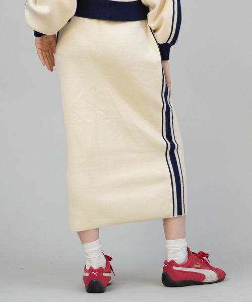 CONVERSE（コンバース）の「CONVERSE/コンバース ニットロングスカート サイドライン ナロースカート セットアップ対応 5487-6462（スカート・レディース・アイボリー/ブラック/ワインレッド・M）」の10枚目の写真