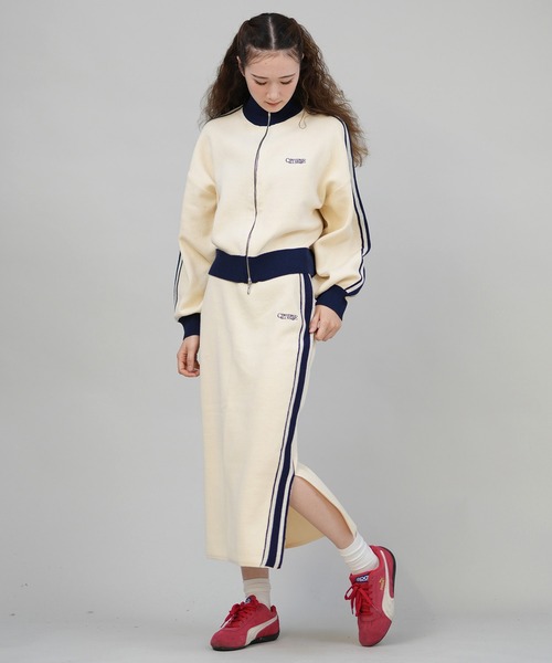 CONVERSE（コンバース）の「CONVERSE/コンバース ニットロングスカート サイドライン ナロースカート セットアップ対応 5487-6462（スカート・レディース・アイボリー/ブラック/ワインレッド・M）」の11枚目の写真