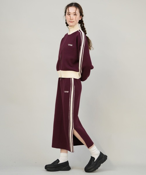 CONVERSE（コンバース）の「CONVERSE/コンバース ニットロングスカート サイドライン ナロースカート セットアップ対応 5487-6462（スカート・レディース・アイボリー/ブラック/ワインレッド・M）」の5枚目の写真