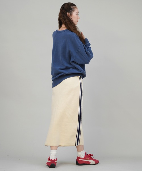 CONVERSE（コンバース）の「CONVERSE/コンバース ニットロングスカート サイドライン ナロースカート セットアップ対応 5487-6462（スカート・レディース・アイボリー/ブラック/ワインレッド・M）」の16枚目の写真