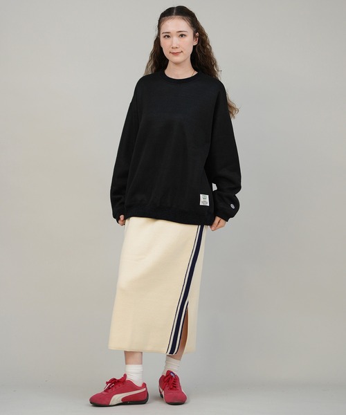 CONVERSE（コンバース）の「CONVERSE/コンバース ニットロングスカート サイドライン ナロースカート セットアップ対応 5487-6462（スカート・レディース・アイボリー/ブラック/ワインレッド・M）」の17枚目の写真