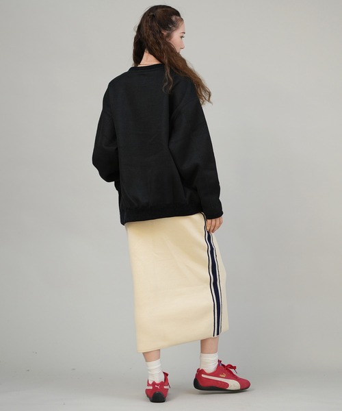 CONVERSE（コンバース）の「CONVERSE/コンバース ニットロングスカート サイドライン ナロースカート セットアップ対応 5487-6462（スカート・レディース・アイボリー/ブラック/ワインレッド・M）」の18枚目の写真