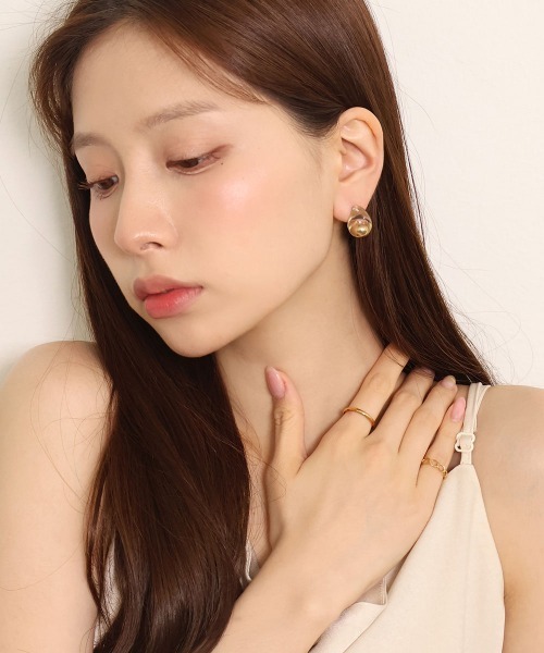 CEMONEMO(セモネモ)の「【金属アレルギー対応】クリア × メタル ドロップ ピアス / チタンポスト(ピアス(両耳用)・レディース・ゴールド/シルバー・FREE)」の6枚目の写真