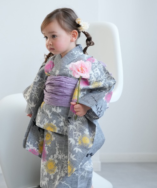 キッズ浴衣3点セット 女の子 utatane×注染工房 kids 日本製注染