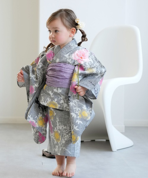 トリートメント utatane セール】キッズ浴衣3点セット 女の子 utatane×注染工房 kids